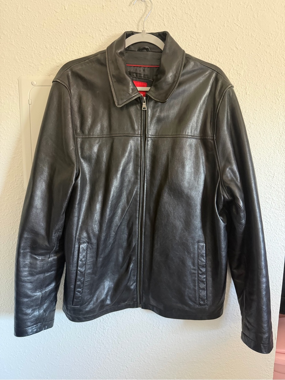 IZOD Men’s Black Leather Jacket – Size M